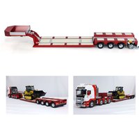 DG-999 RC 1/14 Heavy Trailer 4 Axles CNC Gooseneck Trailers for DIY Tractor Truck Model with Light System Servo ESC TH23977