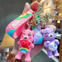 Care Bears Keychains Kawaii Cartoon Character Key Chain Cute Car Keyring Kids Girls Backpack Pendant Children Birthday Gifts