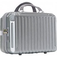 14 Inch Hardshell Handheld Luggage Makeup Box Carry-On Suitcase Compact Handbag Stylish Rivet Detail Pure Color PU Leather