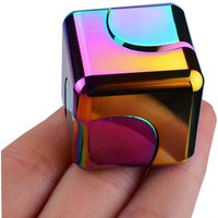 Rainbow Plated Metal Cube Fidget Spinner Smooth Quiet Spinning Anxiety Relief Fingertip Decompression Toy for Adult Office Use