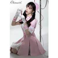 Summer New Fashion Girl Women's Dress Sets Cosplay Uniform Little Nurse Short Sleeve Love Hollow Shirt Dress Bra Gloves Suits