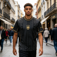 2026 Summer Edition Brazilian Sportswear Black and Gold Quick-Drying T-Shirt Outdoor Running Training Family Kids Tees