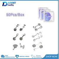 50Pcs Dental Orthodontic Lingual Buttons Multi-hook Bondable Arms Brackets Dental Bondable Crimpable Hook Dentistry Materials