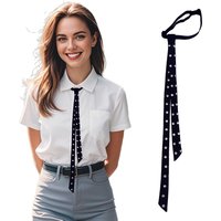 A Handmade Women's Jk School-Style Solid Color Narrow Elastic Tie Without a Traditional Tie Knot, with Diamond Accessories, Suitable for Daily Fashion Wear, Jk Shirts, Uniforms, Events, Performances,