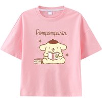 Pudding Dog Pompom Purin Printed Children's T-shirt Comfortable Pure Cotton Loose Top Round Neck Parent-child Outfit