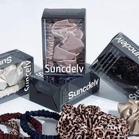 100% Pure Mulberry Silk Hair Scrunchies Silk Hair Ties Hairbands Skinny Ponytail Holders Hair Care Accessories 2pcs Box