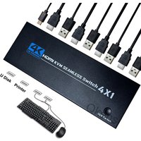4 in 1 Out KVM HDMI Multiviewer Seamless Switch 4K 4X1 HDMI Quad Multi-viewer Multi Screen Display on 1 Monitor for 4 Laptop PC