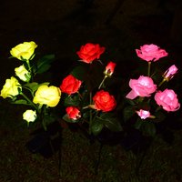Solar 5-Head Rose Flower LED Light,Outdoor Plug-in Decoration Lights,Landscape Lightting For Garden Lawn Yard Path Graveyard