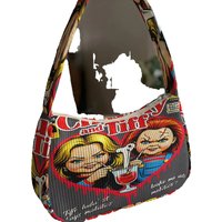 Trendy Chucky & Tiffany Print Shoulder Bag, Corduroy Underarm Bag for Daily Casual Use