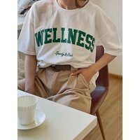 Wellness Sporty&Rich Creativity Letter Female Cotton Tee Clothing Oversize Retro Street T-Shirts Personality Womens Short Sleeve