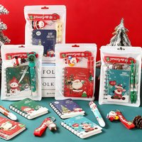 Christmas Stationery Set 3-in-1 - Notebook + Gel Pen + Christmas Keychain, Festive Santa Snowflake Design, Holiday Gift for Kids