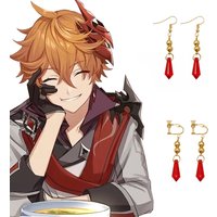 Game Genshin Impact Tartaglia Earrings Anime Jewelry Cosplay Genshin Childe Earring Fashion Accessories Crystal Drop Earrings