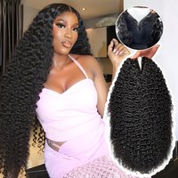 V Part Curly Wig Human Hair Upgrade U Part Wig with Drawstring 250% No Leave Out Glueless V Shape Full Head Clip In Half Wig