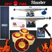 THUNDER skateboard trucks 147 size for 8inch decks, plus pro chrome steel bearings grip tape skateboards and SF wheels