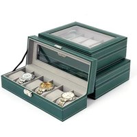 New Watch Box 6/10/12 Grids PU Leather Watches Display Case Jewelry Holder Storage Organizer With Lock