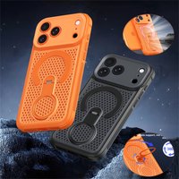 360° Rotating Ring Holder Magnetic Mesh Heat Dissipation Case for iPhone 16 15 14 13 12 11 17 Pro Max Air Plus For Magsafe Cover