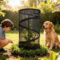 Pop-up Mesh Plant Cover, Reusable Garden Plant Protector with 4 Ground Pegs & 6 Tag Cards, Outdoor Yard Plant Shield