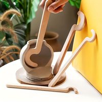 Wooden Long Handle Pottery Tools, Ceramic Sculpting Shaping Set, Clay Modeling Trimming Tools for Potters