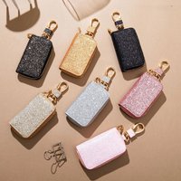 Fashion Shiny PU Key Bag with Zipper - Zipper Key Holder Organizer Car Keychain Wallet Simple Design Key Cover for Automobile Ke