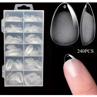 240pcs XXS Super Short Almond Full Cover Sculpted Soft Gel Nail Tips Press on Fake Nails Tailor-made for Short Small Nail Beds