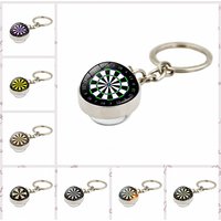 Fashion Jewelry Glass Pendant Metal Key Chain Dart Pan Dart Target Creative Gifts Glass Ball Pendant Metal Key Chain Pendant