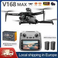 Nowy dron V168 PRO MAX GPS z profesjonalną podwójną kamerą HD, funkcją omijania przeszkód, bezszczotkowym silnikiem, pilotem z ekranem sterowania, 5G WIFI FPV, quadcopter RC, zabawka dla chłopców.