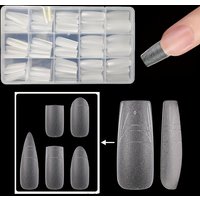 320 Pieces of Soft Gel Full Coverage Nail Guide Line Nail Tip, 15 Sizes of Gel Nail Tip Full Coverage Fake Nail Art with Box, Al