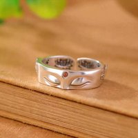 Ethnic Style Buddhist Silent Ring For Female Thai Silver Lotus Heart Scripture Rings Retro Figure of the Buddha Ring KOFSAC