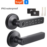 Q50 Tuya Bluetooth Smart Fingerprint Door Lock Password Mechanical Key Unlocking For Wooden Door Single Handle Rainproof