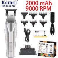 Kemei KM-3023-702 Zero Gapped Cordless Hair Trimmer Professional Hair Clipper Men Barber Rechargeable Finish Hair Citing Machine