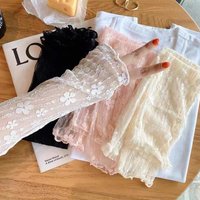 1Pair Women Lace Hollow-Out Sun UV Protection Fingerless Sleeves Thin Mesh Breathable Sleeves Summer Mountaineering Gloves