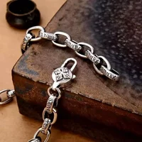 Tibetan Buddhist Vajra Dorje Pendant Necklace for Men Six Syllable Mantra Ethnic Bold Retro Spiritual Jewelry Accessory