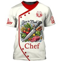 Fashion Chef Work Funny T-shirt For Men Personality Food Print Short Sleeve T Shirts 2025 Novelties Trendy Cook Tee Top DIY Name