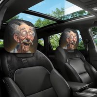 2pcs Funny Cartoon Old for Man Print Car Headrest Covers, Car Interior Decor, Easy to Install and Remove, Machine Washable, Sn