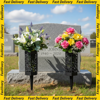 1/2/4/6pcs Memorial Cemetery Vases with Stake Grave Flower Holder Outdoor Tombstone Decoration Artificial Flowers for Graves