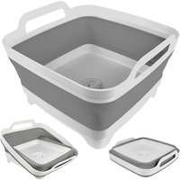 9L Collapsible Dish Basin with Drain Plug Kitchen Dishpan For Washing Dishes Foldable Space-Saving Camping Sink For RV YY134