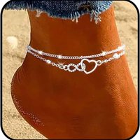 925 Sterling Silver plated Ankle Bracelets for Women Dainty Anklets Set Shiny Waterproof Ankle Chain Beach Foot Jewelry Gifts