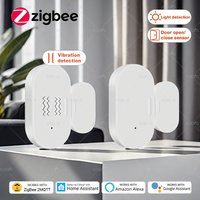 ZigBee Smart Window Door Sensor Detector 2 IN 1 with Lux or Vibration Detection Home Security Alarm Work with Home Assistant Z2M