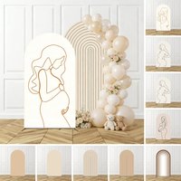 Boho Beige Arched Background Cover Baby Shower Gender Reveal Pregnant Woman Party Decoration Photography Background