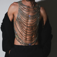 Fashion Luxurious Men Women's Body Chain Underwear With Rhinestone Banquet Stage Performance Party Clothing Jewelry Accessories