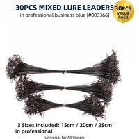 30Pcs Lure Fishing Leader Line Set Black Stainless Steel Wire Leaders 15cm 20cm 25cm Mixed Sizes Strong Anti-Bite Fishing Access