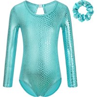 Girls Gymnastic Leotards Long Sleeve Unicorn Mermaid Unitard Sparkly Tumbling Dance Leotards for Kids 2-10 Years