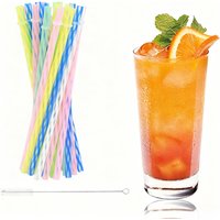 25/50Pcs Plastic Rigid Reusable Colored Straws with 1 Cleaning Brush, for Cocktails Smoothies Juices, 9.21 Inch Length