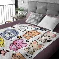 KPOP Idol SKZ SSKZ Plush Flannel Blanket Cute Korean Pop Star Bedding Cozy Soft Warm Gift for Fans All Season Machine Washable