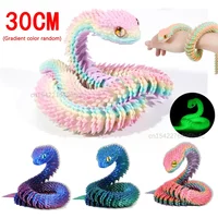 30cm 3D Printed Snake Movable Joint Fidget Toy Funny Simulation Snake Office Desktop Ornament 3D Printing Toys Christmas Gift