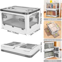 2Pack Storage Boxes with Lids, 28L Stackable Bins for Storage with Wheels, Folding Storage Boxes with Five Doors, Storage Conta