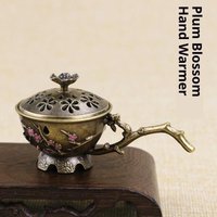 Retro Hollow Out Plum Blossom Incense Stick Burner Zinc Alloy Handheld Incense Holder Home Decor