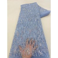 African Sequins Lace Fabric for Wedding Dress, Beaded Embroidery, French Tulle, Nigerian Material, High Quality XZ57891