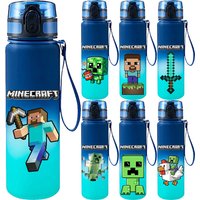 650ML Game MC Pixel Style Water Blue Bottle Portable Water Cup Large Capacity Sports Outdoor Plastic Leak-Proof Water Bottle