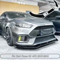 Pare-chocs avant ABS pour Ford Focus RS MK3, 2015, 2016, 2017, 2018, noir brillant, look carbone, séparateur de voiture, kit de carrosserie Spomicrophone, réglage, 3 pièces